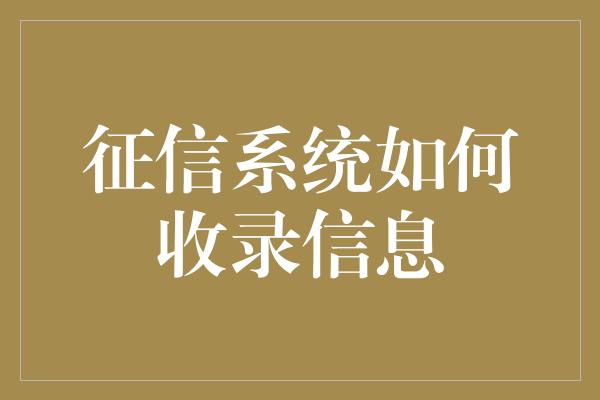 征信系统如何收录信息