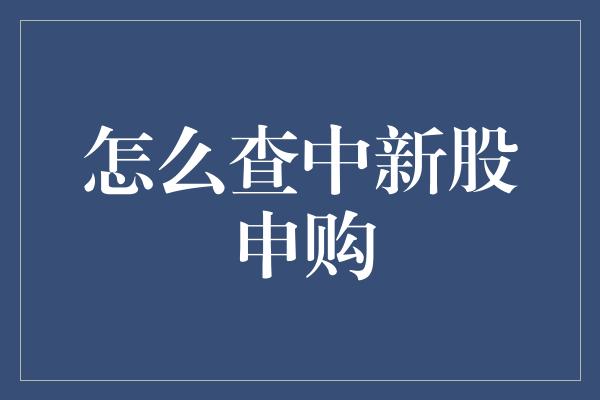 怎么查中新股申购