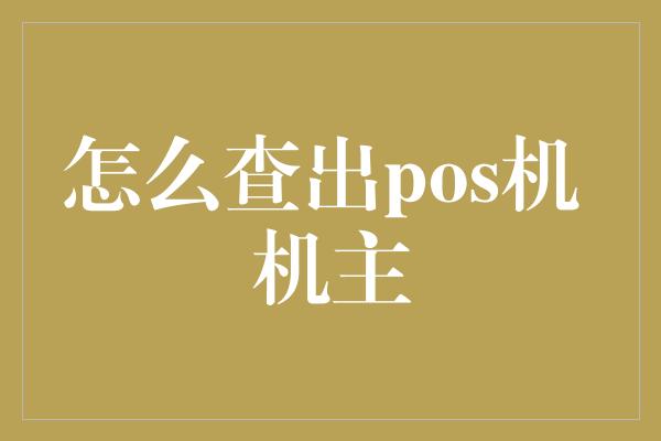 怎么查出pos机 机主