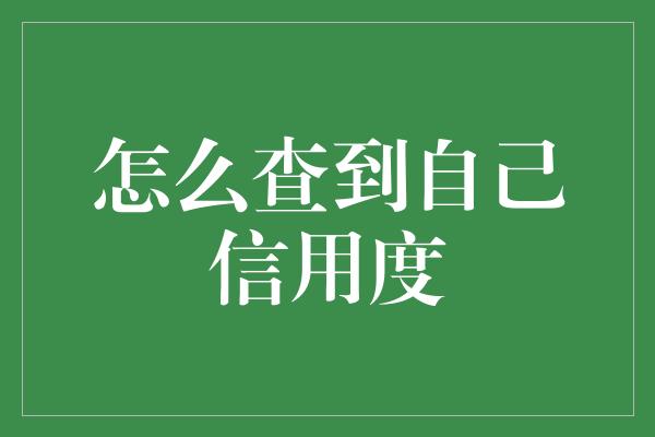 怎么查到自己信用度