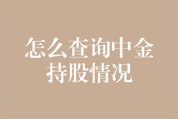 怎么查询中金持股情况