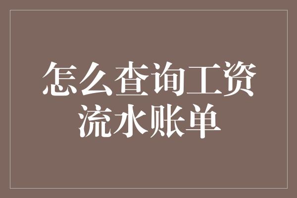 怎么查询工资流水账单