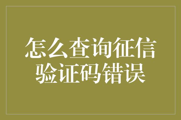 怎么查询征信验证码错误