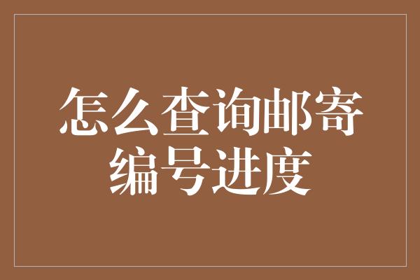 怎么查询邮寄编号进度