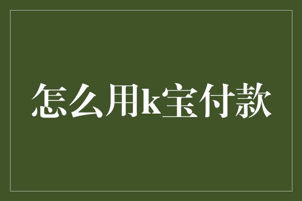 怎么用k宝付款