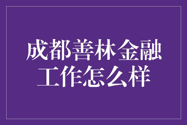 成都善林金融工作怎么样