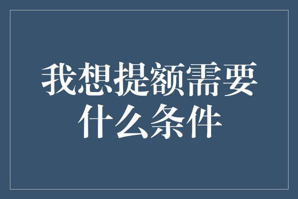 我想提额需要什么条件