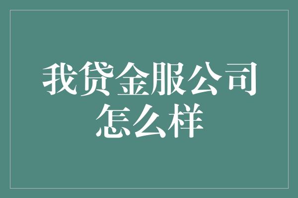 我贷金服公司怎么样