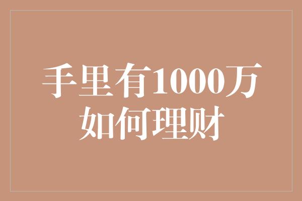 手里有1000万如何理财