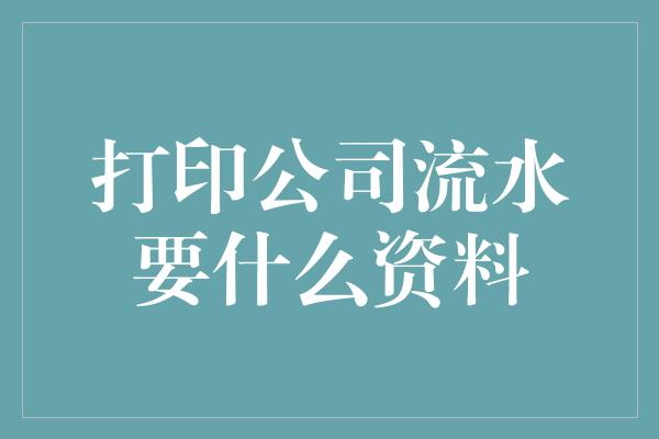 打印公司流水要什么资料