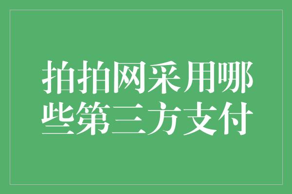 拍拍网采用哪些第三方支付