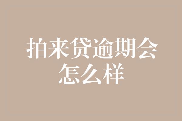 拍来贷逾期会怎么样