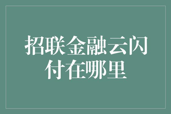 招联金融云闪付在哪里