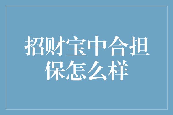 招财宝中合担保怎么样