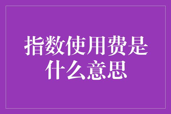 指数使用费是什么意思