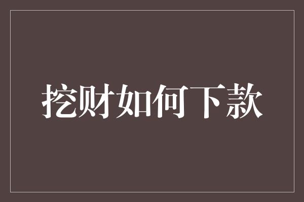 挖财如何下款