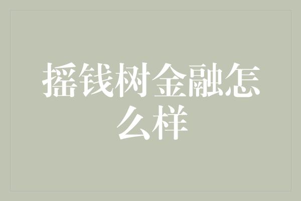 摇钱树金融怎么样