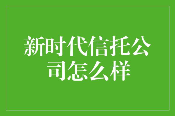 新时代信托公司怎么样