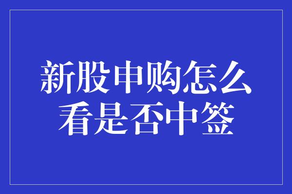 新股申购怎么看是否中签