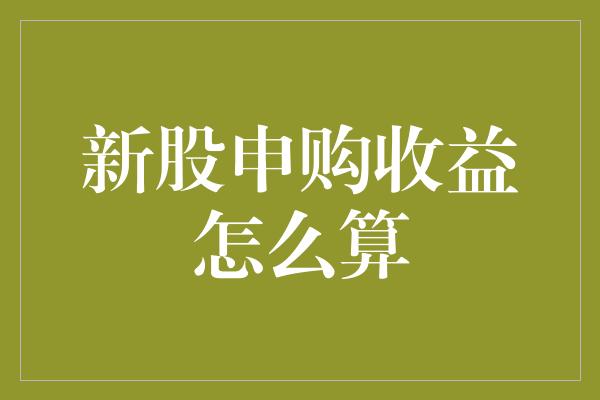 新股申购收益怎么算