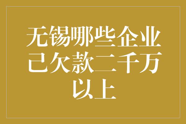 无锡哪些企业己欠款二千万以上