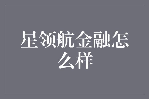 星领航金融怎么样