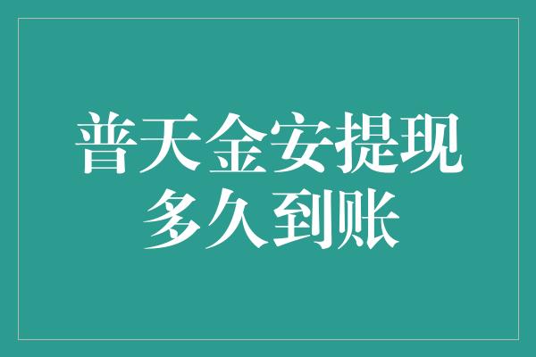 普天金安提现多久到账