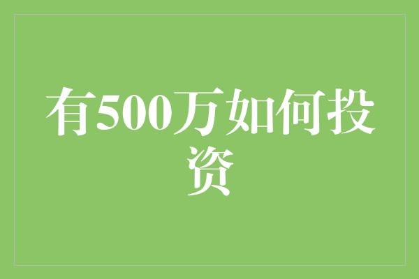 有500万如何投资