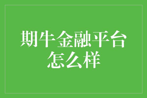 期牛金融平台怎么样