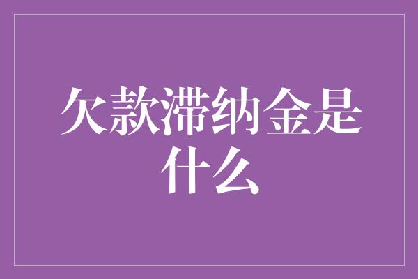 欠款滞纳金是什么