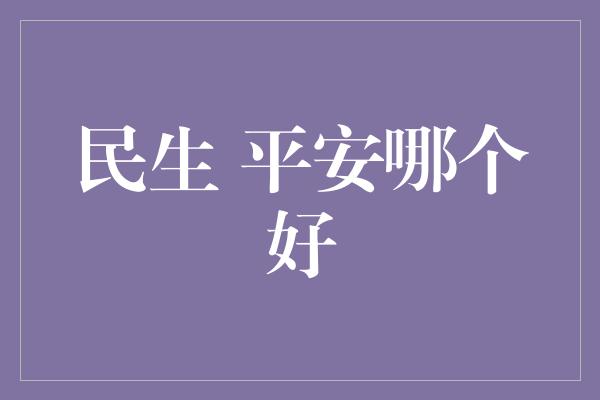 民生 平安哪个好