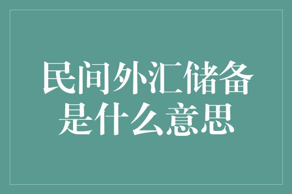 民间外汇储备是什么意思