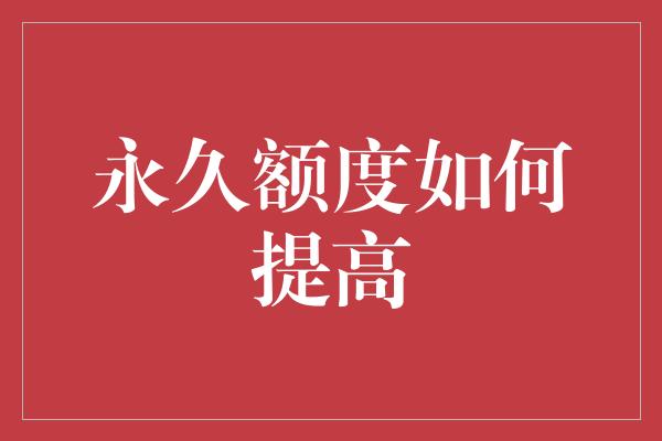 永久额度如何提高