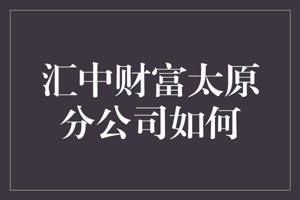 汇中财富太原分公司如何