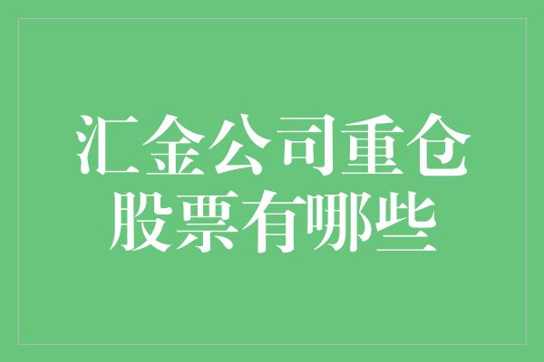 汇金公司重仓股票有哪些