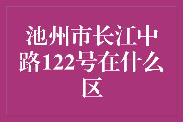 池州市长江中路122号在什么区