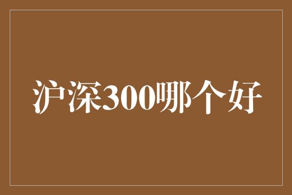 沪深300哪个好