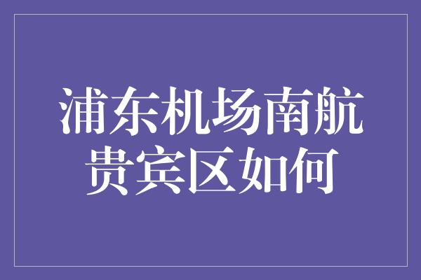 浦东机场南航贵宾区如何