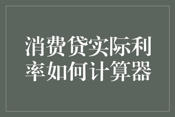 消费贷实际利率如何计算器