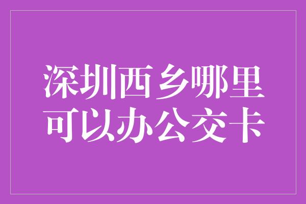 深圳西乡哪里可以办公交卡