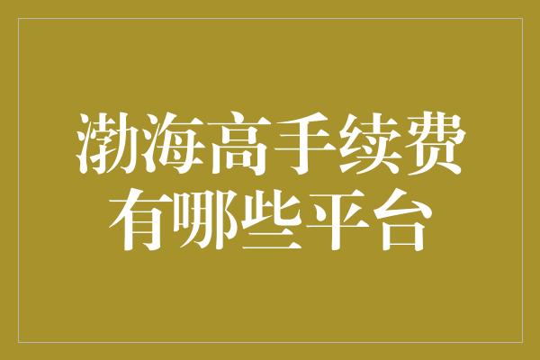 渤海高手续费有哪些平台