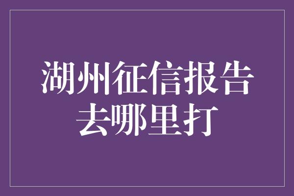 湖州征信报告去哪里打