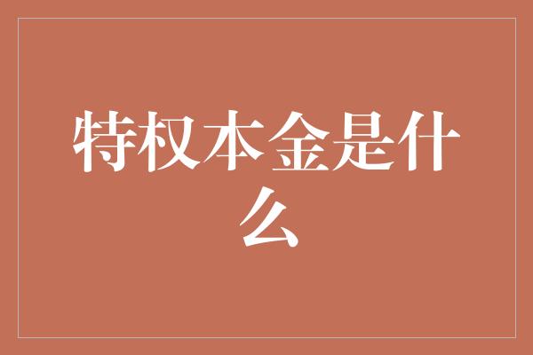 特权本金是什么