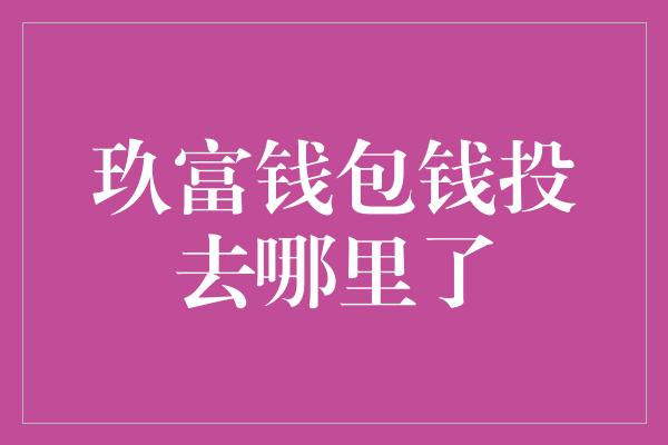 玖富钱包钱投去哪里了