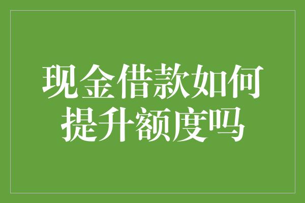 现金借款如何提升额度吗