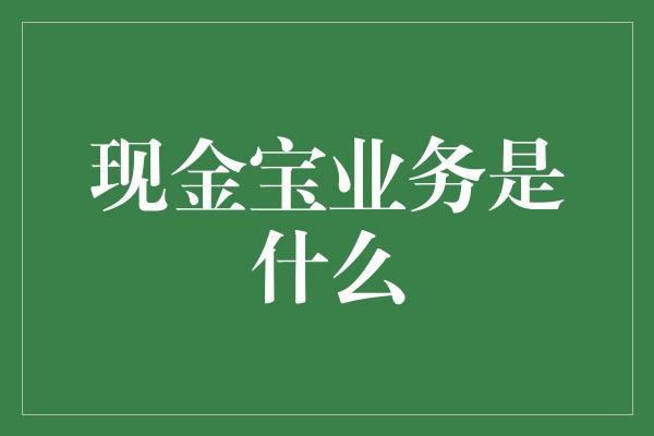 现金宝业务是什么