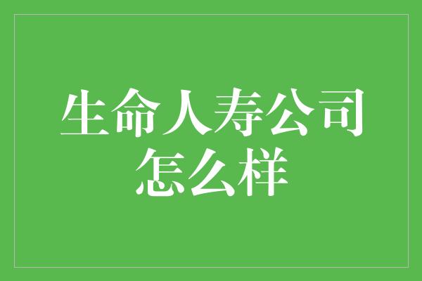 生命人寿公司怎么样