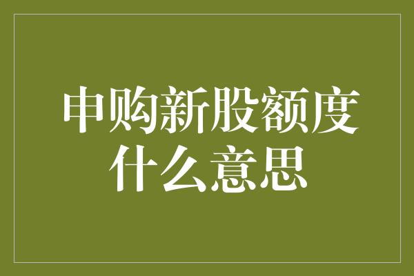 申购新股额度什么意思