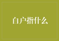 白户：一种新型的社会现象及其社会影响