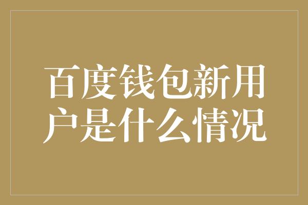 百度钱包新用户是什么情况